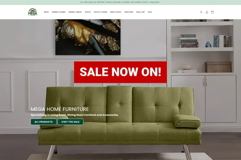 Mega home furniture Birmingham Website design